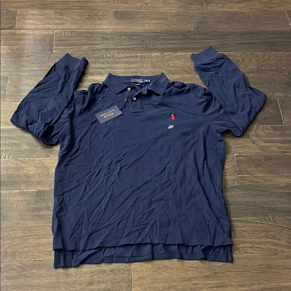Polo Ralph Lauren Custom Fit Long Sleeve Shirt navy blue Mens Size XXL
